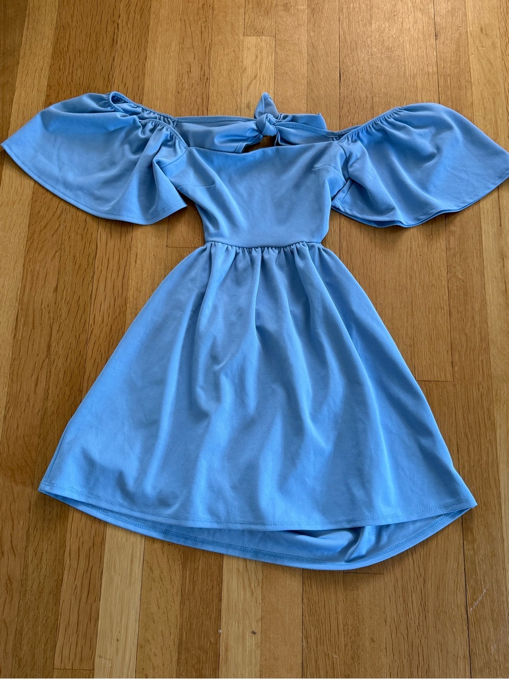 Altar'd State Light Blue Off-Shoulder Flutter Dress
